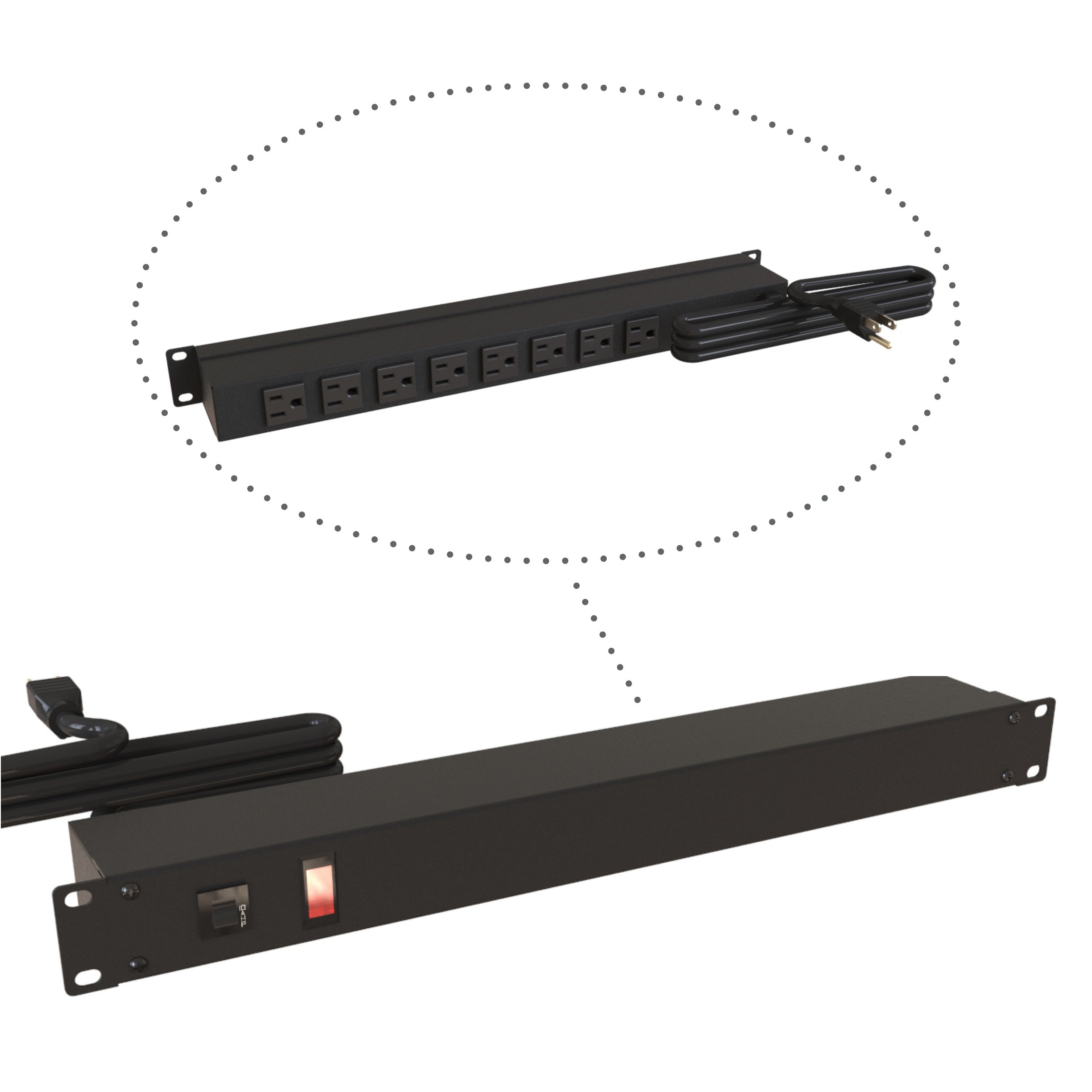 Hammond 8XREAR 5-15R RACK OUTLET STRIP