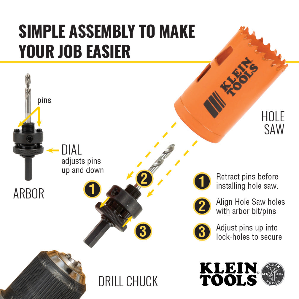 Klein Tools Bi-Metal Hole Saw Kit, 8-Piece