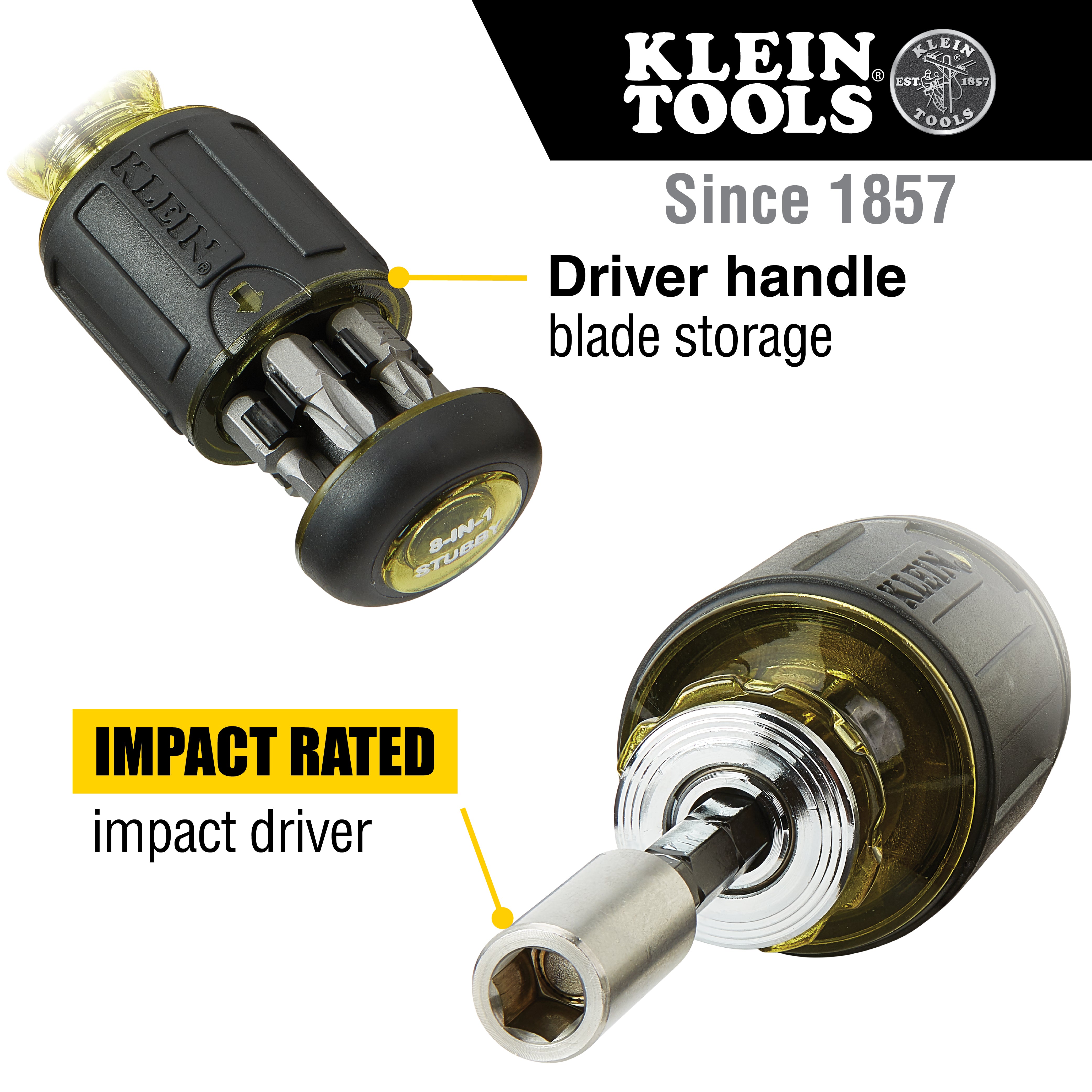 Klein Tools 8-in-1 Multi-Bit Adjustable Length Stubby Screwdriver