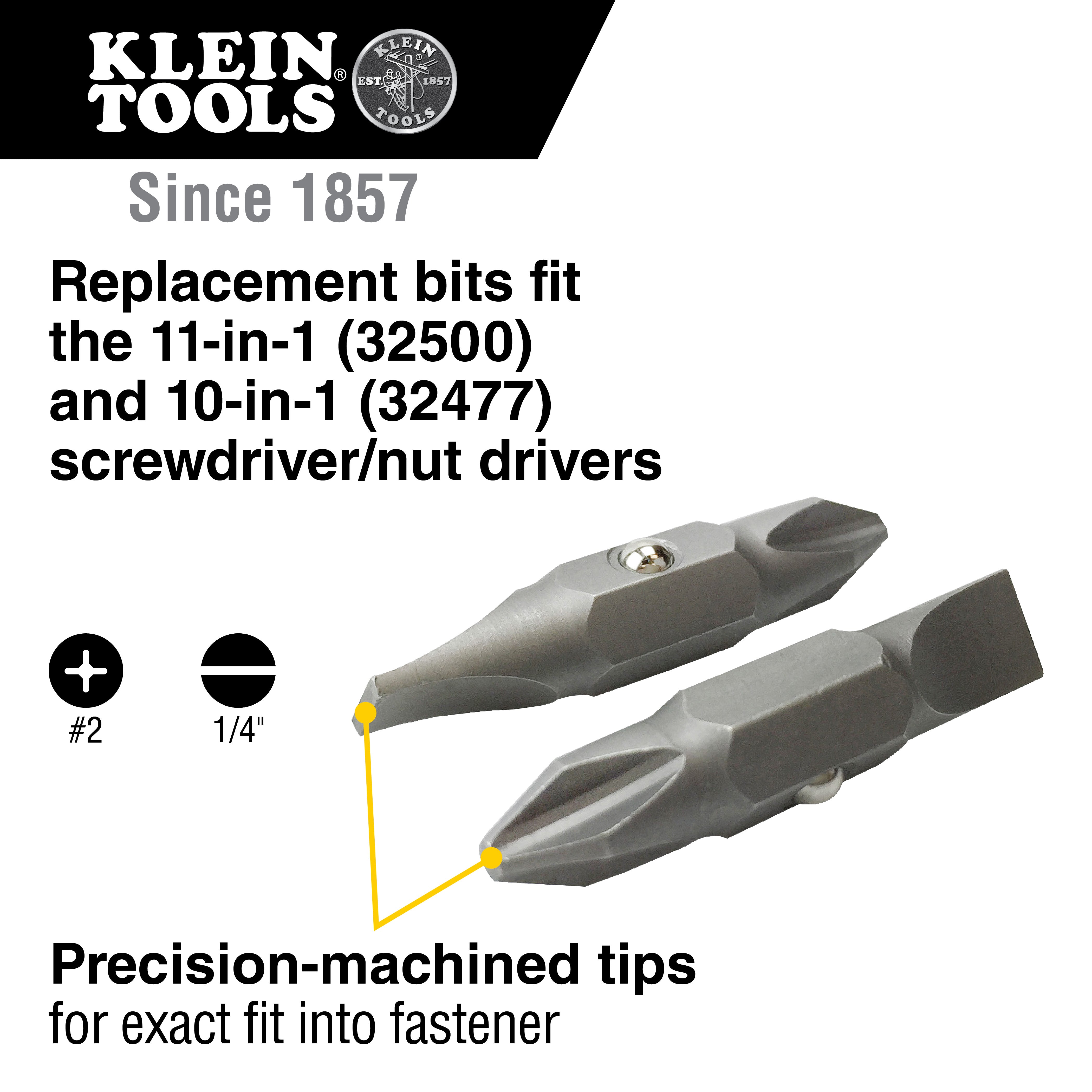 Klein Tools Bit #2 Phillips 1/4" Slotted