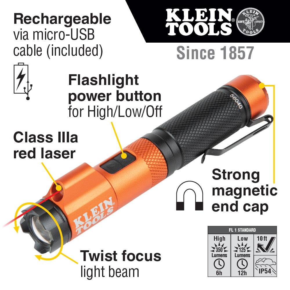 Klein Tools Rechargeable Focus Flashlight with Laser