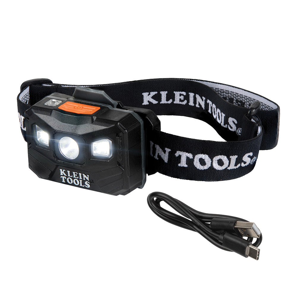 Klein Tools Rechargeable Headlamp with Fabric Strap, 400 Lumens, All-Day Runtime
