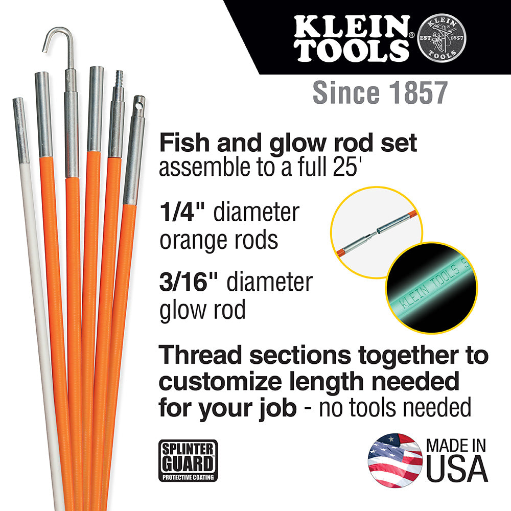 Klein Tools Fish and Glow Rod Set, 25-Foot