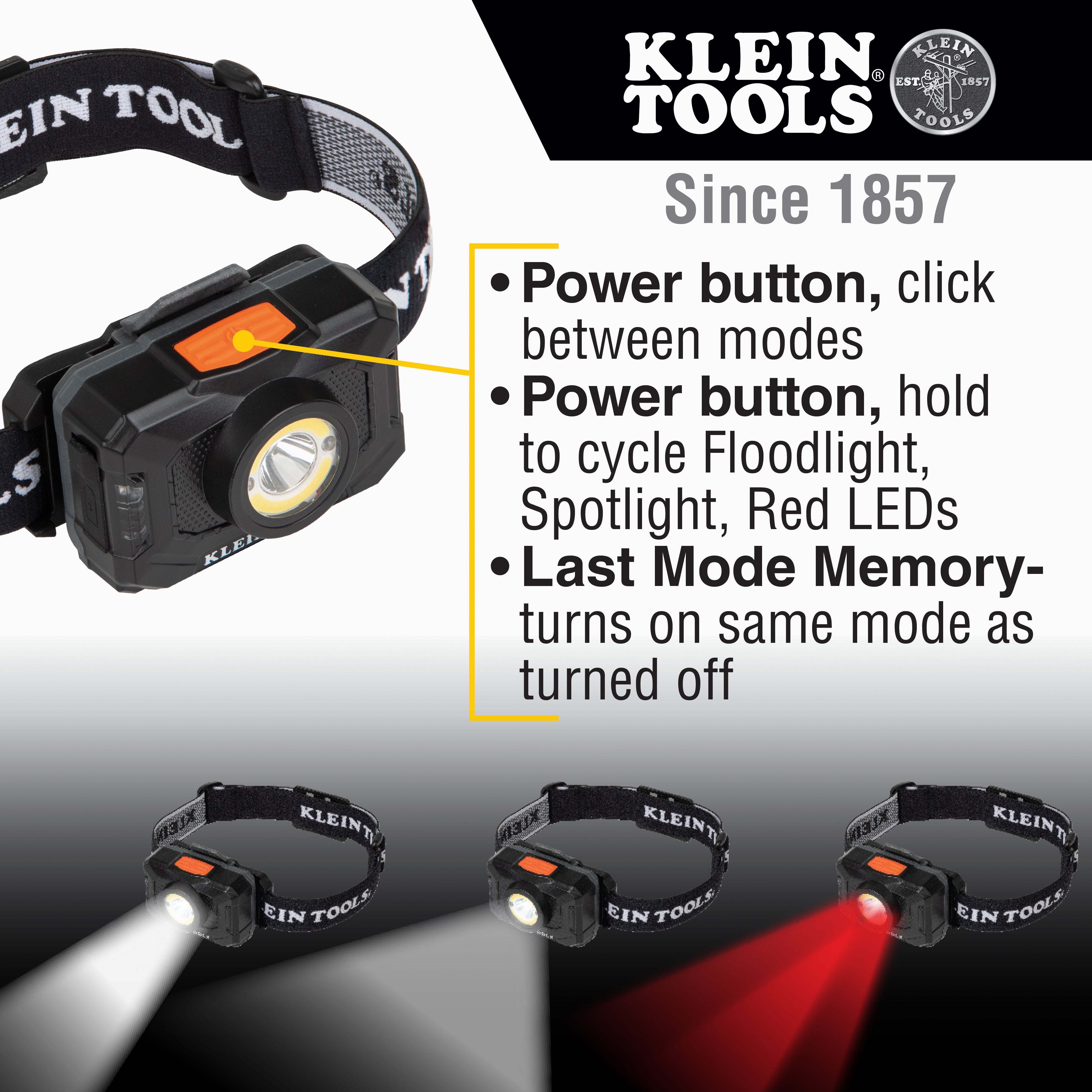 Klein Tools Rechargeable 2-Color LED Headlamp with Adjustable Strap