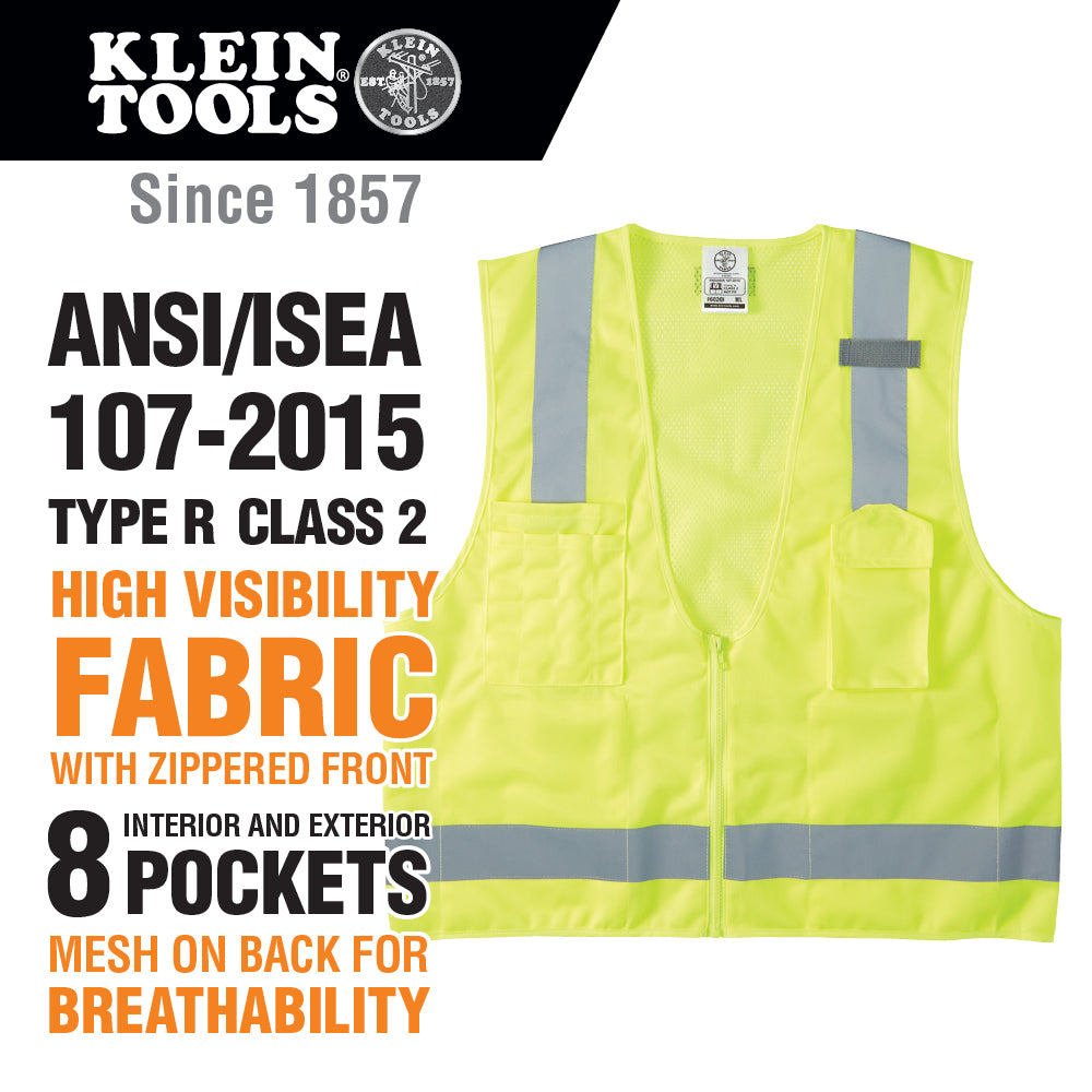 Klein Tools Safety Vest, High-Visibility Reflective Vest, M/L