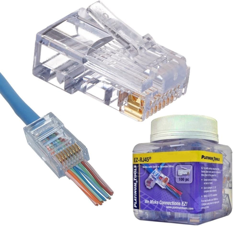 Platinum EZ-RJ45 Cat 6 Connectors Jar Of 100