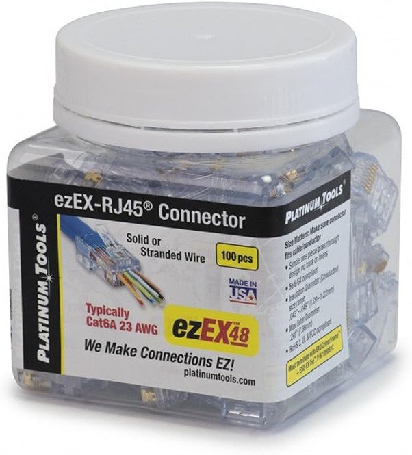 Platinum Tools ezEX48 RJ45 Pass-Thru Connector Jar 100pcs Cat6A