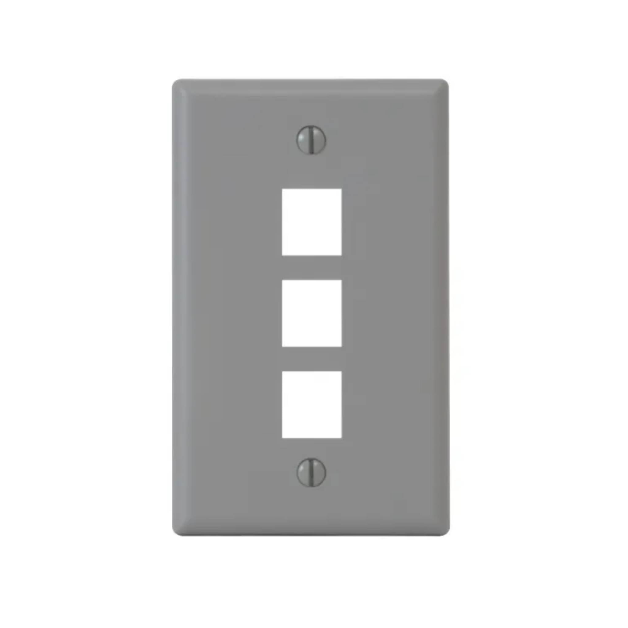 ICC Classic Faceplate With Three Port For EZ/HD Style Single Gang Gray