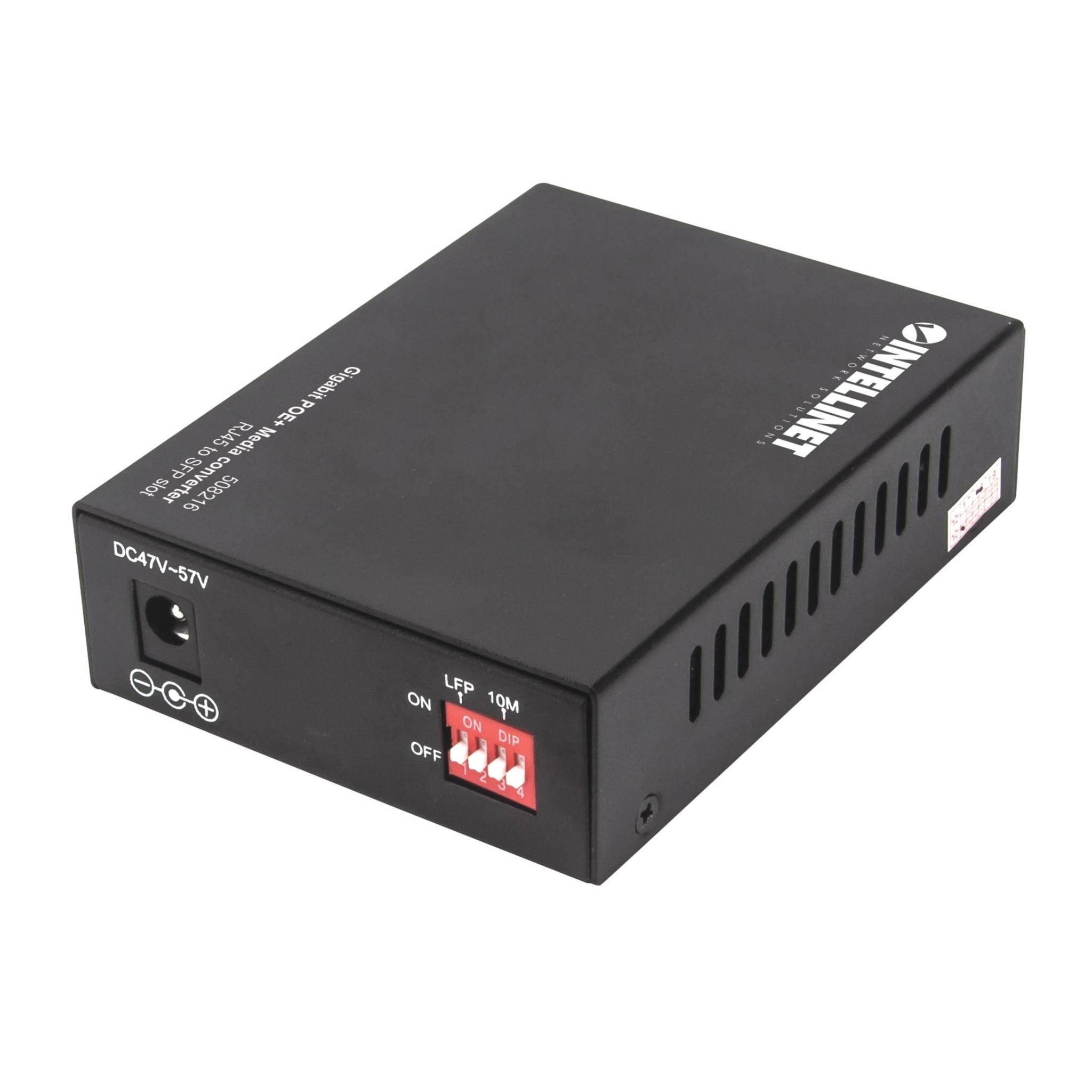 Intellinet High-Speed Gigabit POE+ Media Converter with 1 x 10/100/1000Base-T RJ45 Port and 1 X SFP Port