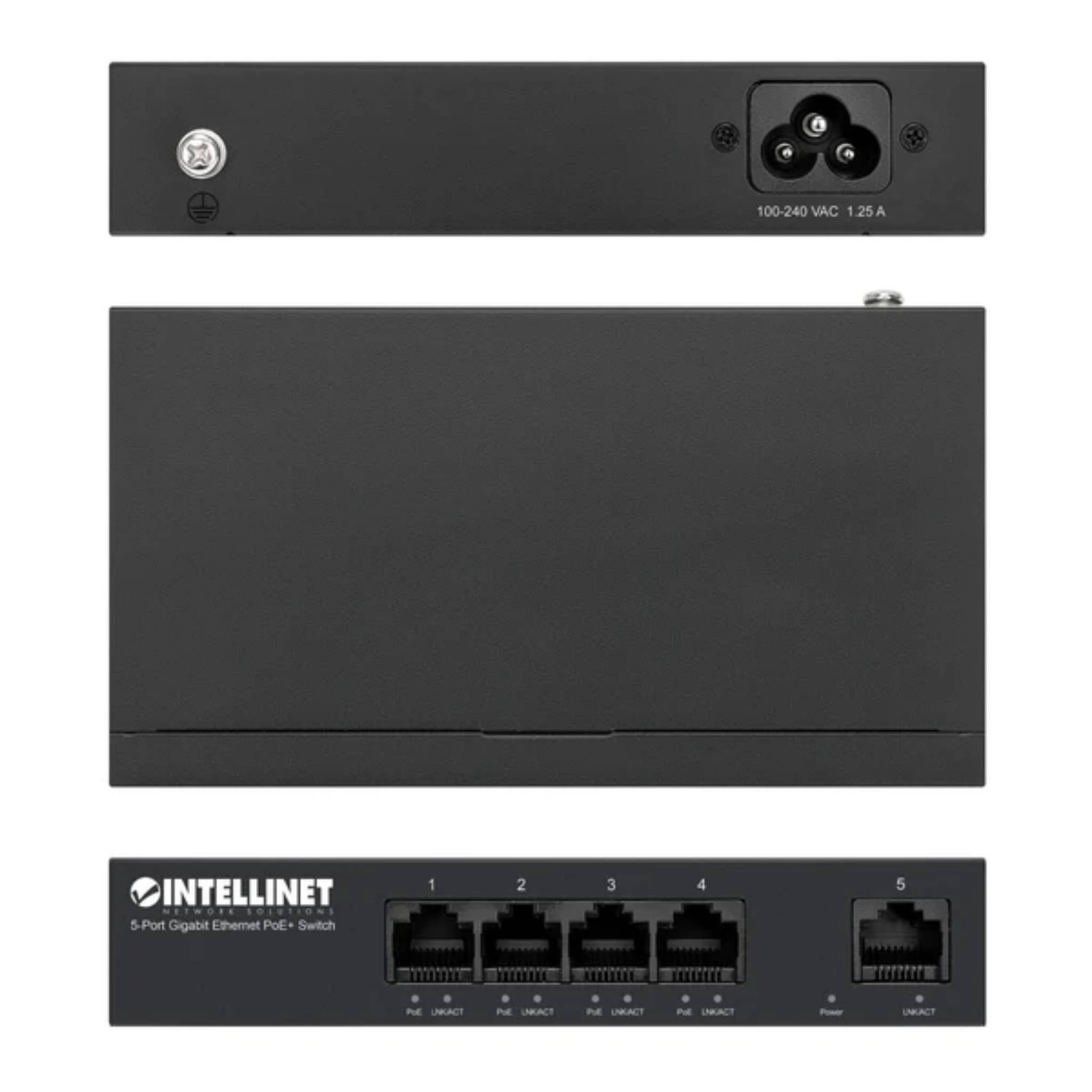 Intellinet 5-Port Gigabit PoE+ Switch: Fast Power over Ethernet Connectivity for Efficient Networking