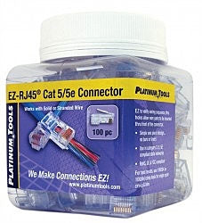 Platinum EZ-RJ45 Cat5/5E Connectors Jar Of 100