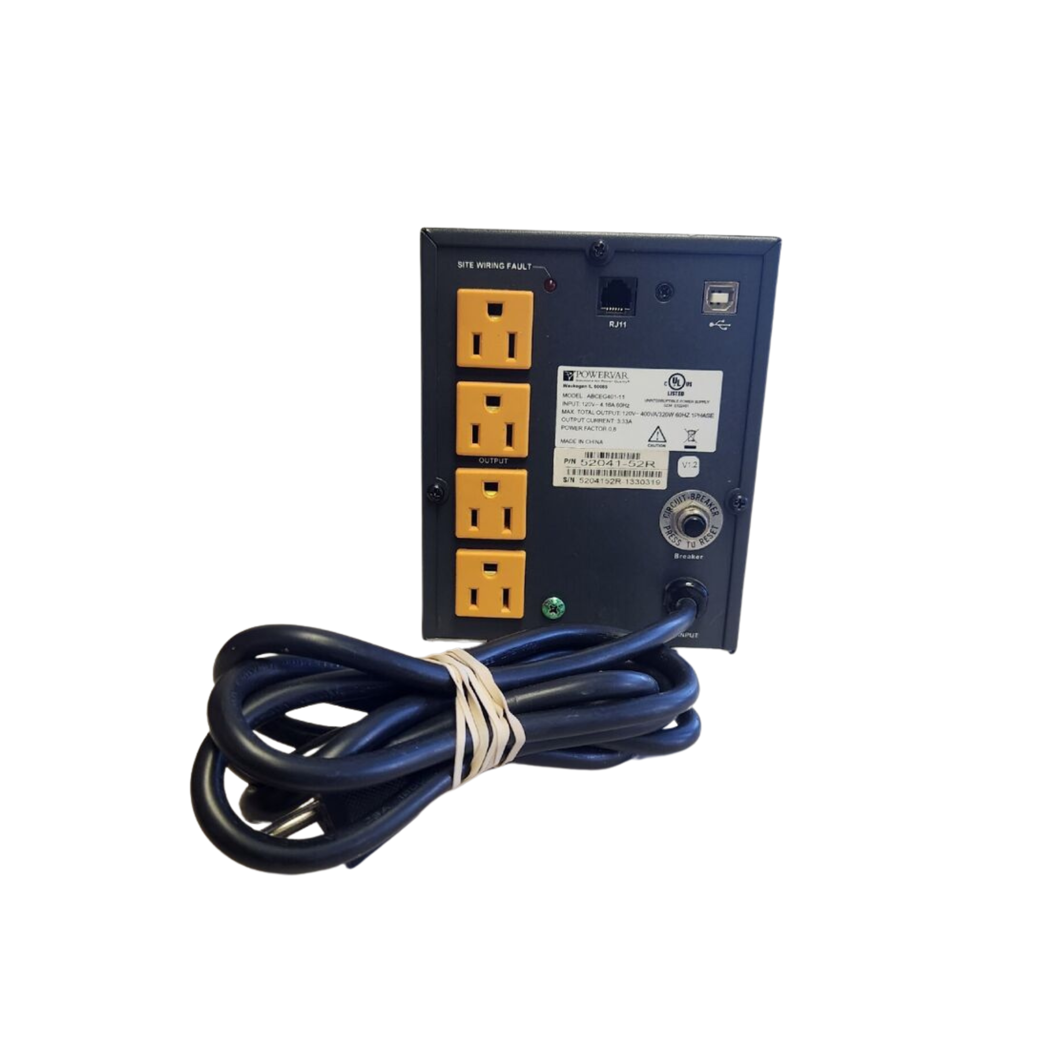 Powervar ABCEG401-11/52041-01GR 400VA/320Watts Battery Backup Ups