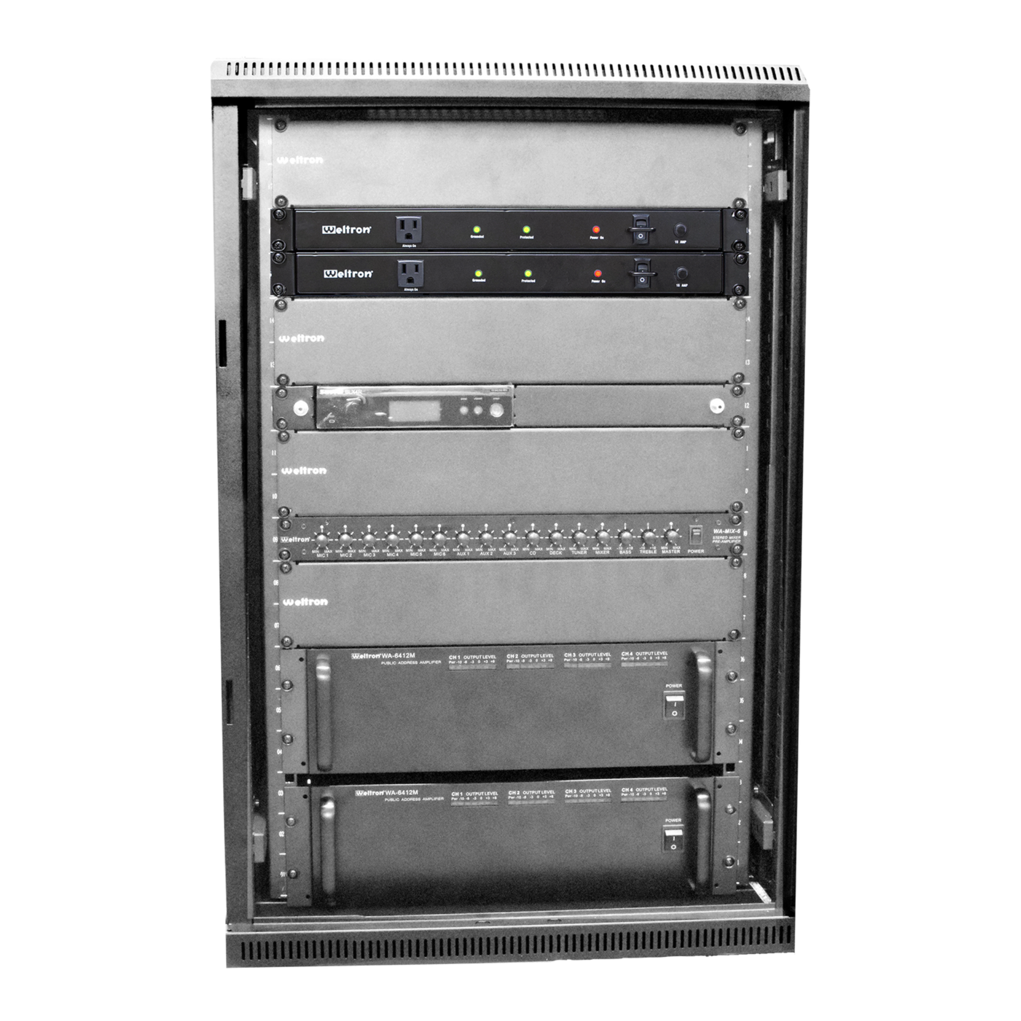 Weltron 9-Outlet Rack Mount Power Strip with Surge Protection; 15FT Cord