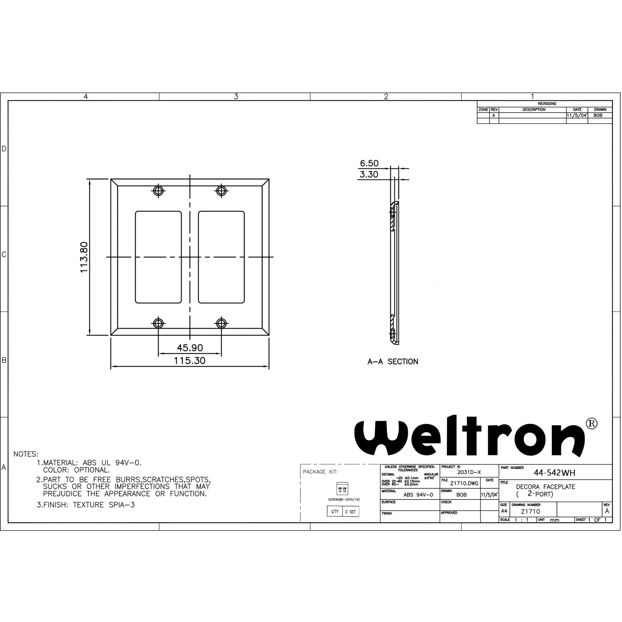 Weltron Decora Style Wall Plate