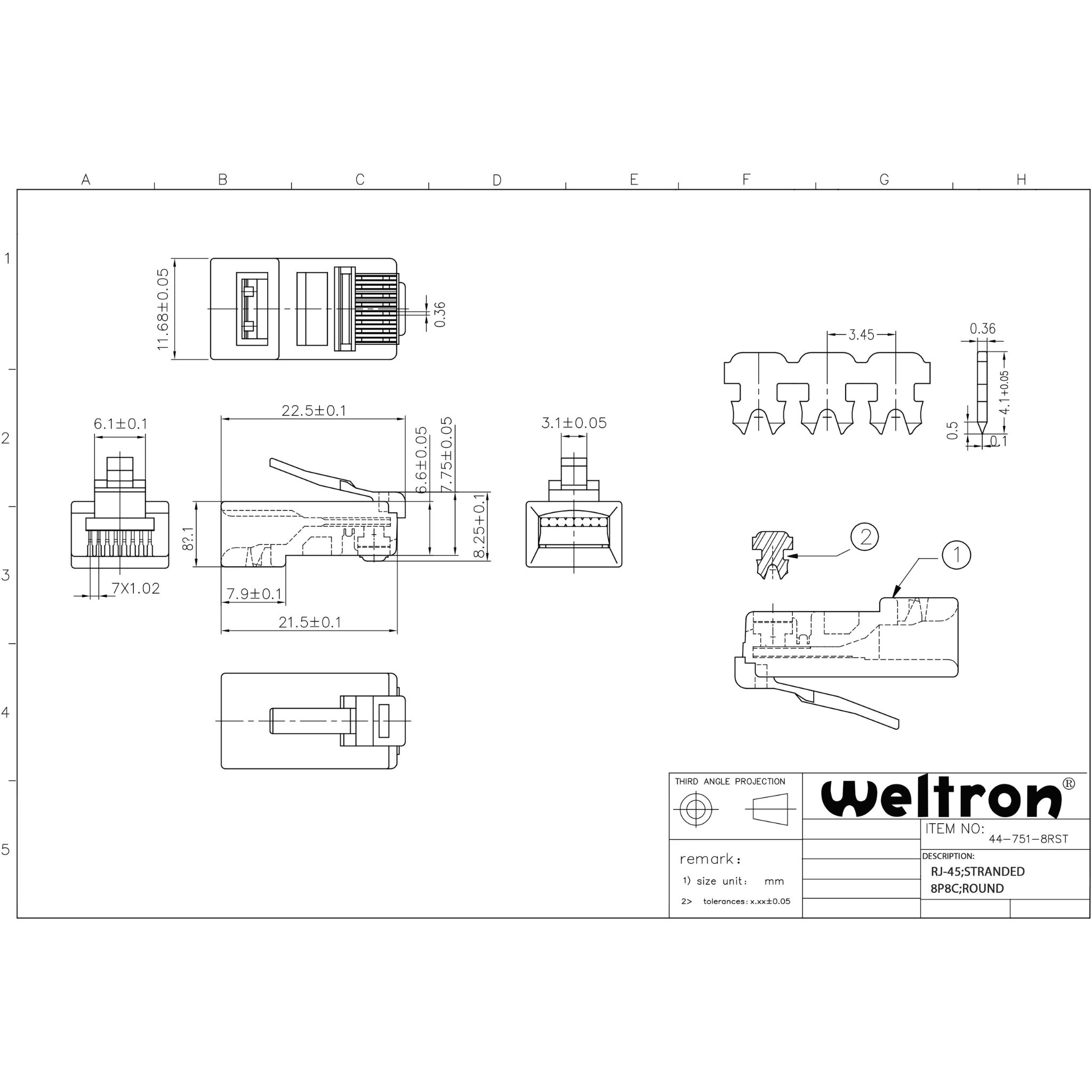 Weltron Category 5e RJ-45 for Round Stranded Cable