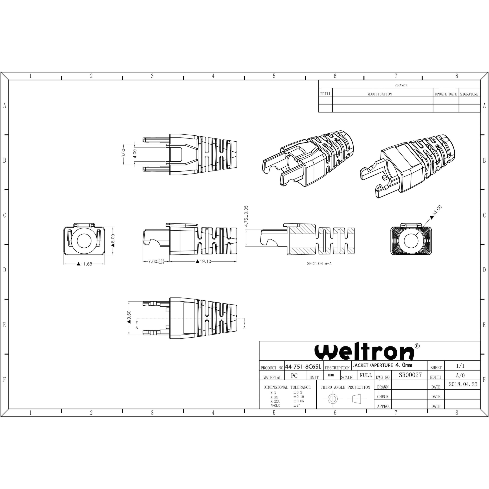 Weltron 28AWG 50PCS CAT6 RJ45