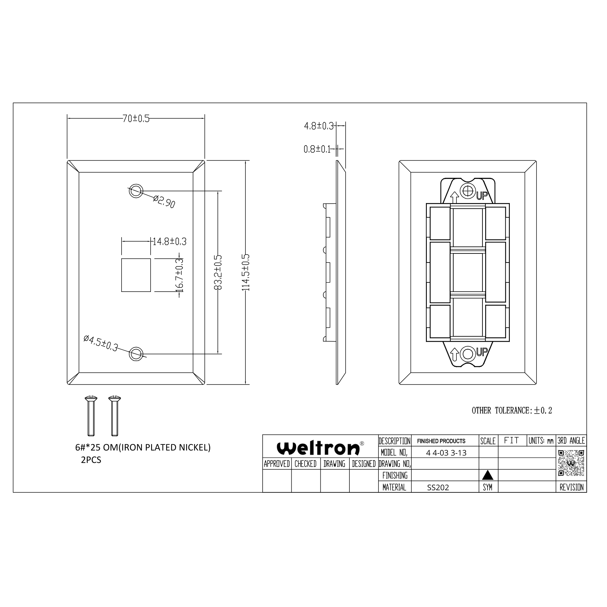 Weltron Keystone Wallplate Stainless Steel