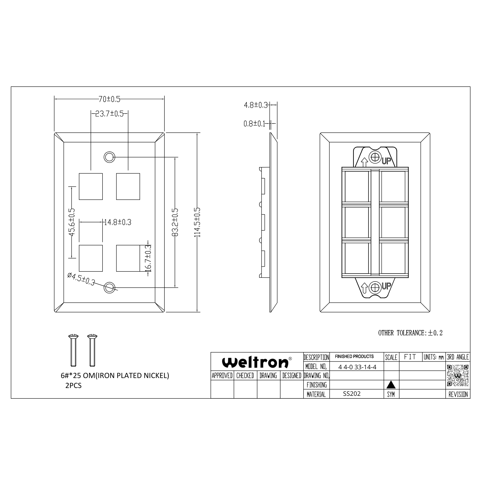 Weltron Keystone Wallplate Stainless Steel