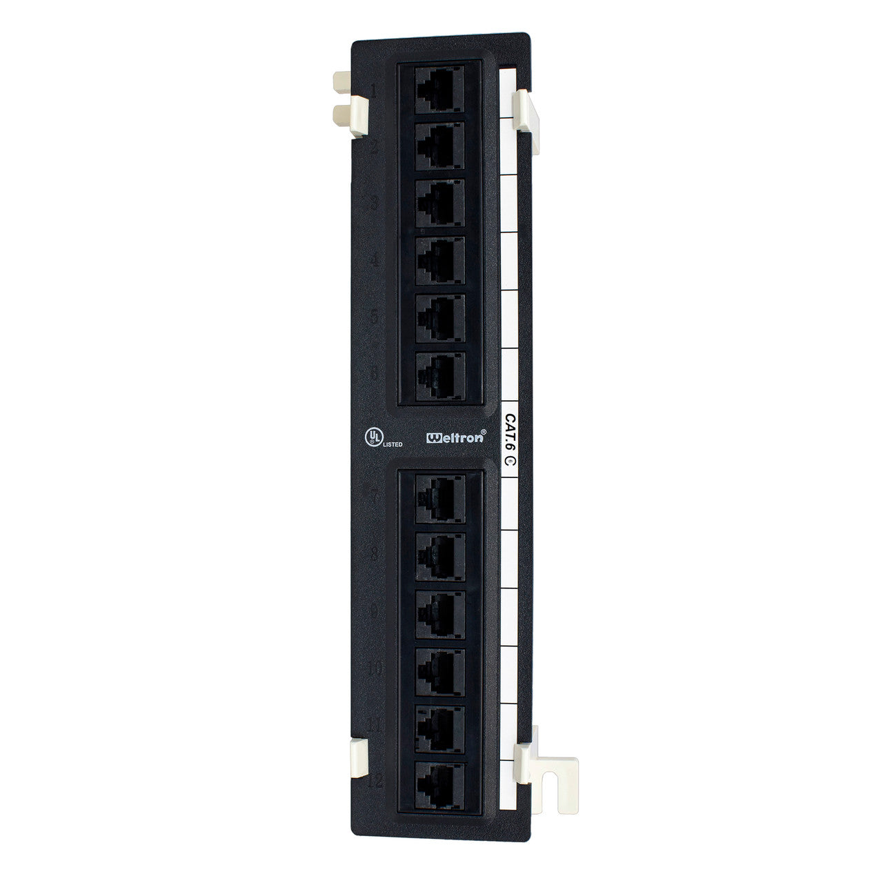 Weltron 12 Port Cat6 110 Style Vertical Patch Panel with 89D Bracket