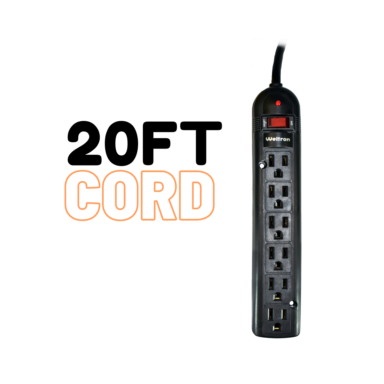 Weltron 6-Outlet Surge Protector Power Strip