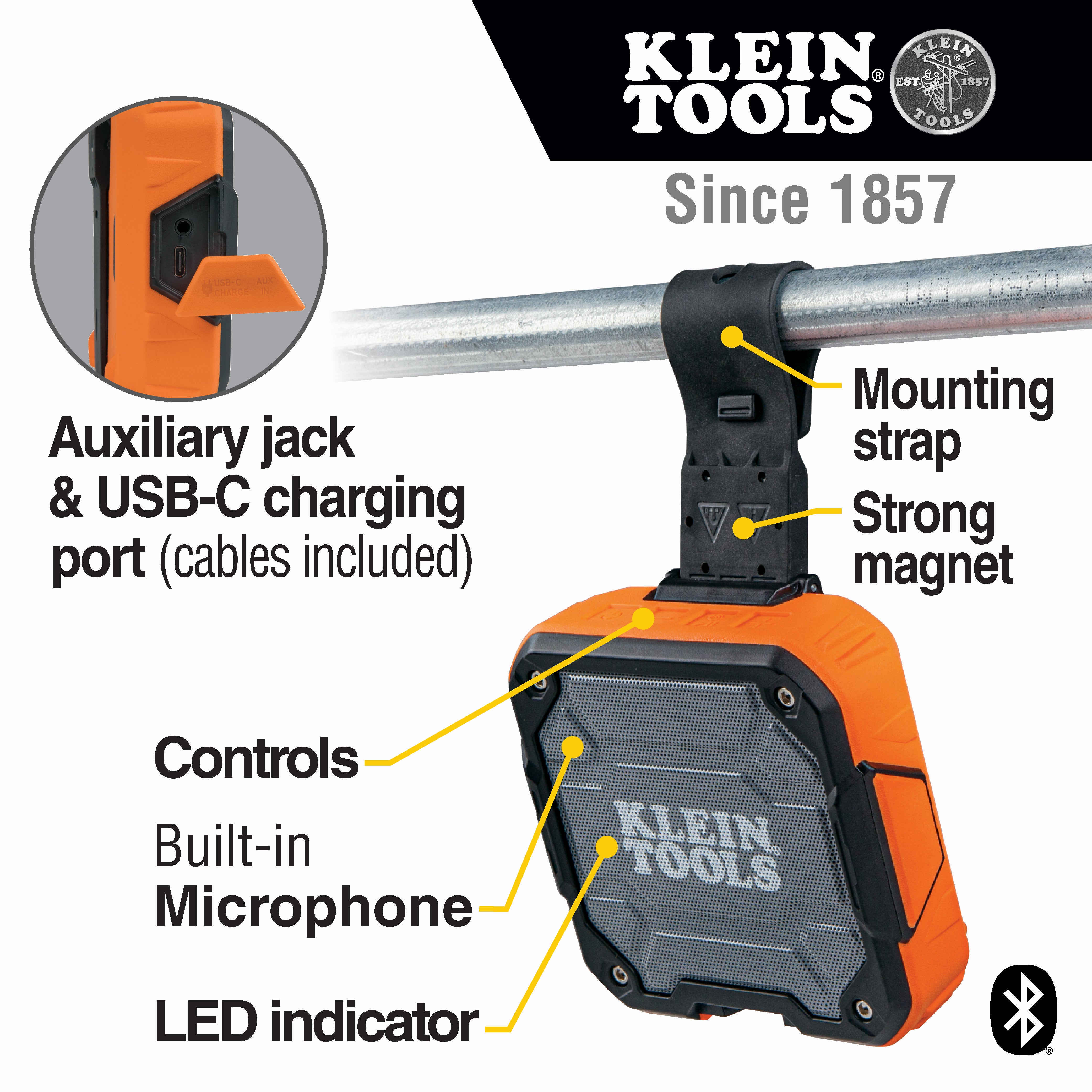 Klein Tools Bluetooth® Speaker with Magnetic Strap