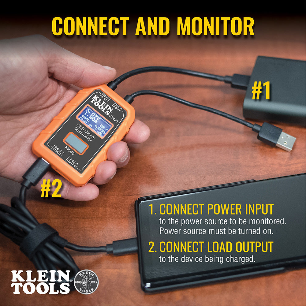 Klein Tools USB Digital Meter, USB-A and USB-C