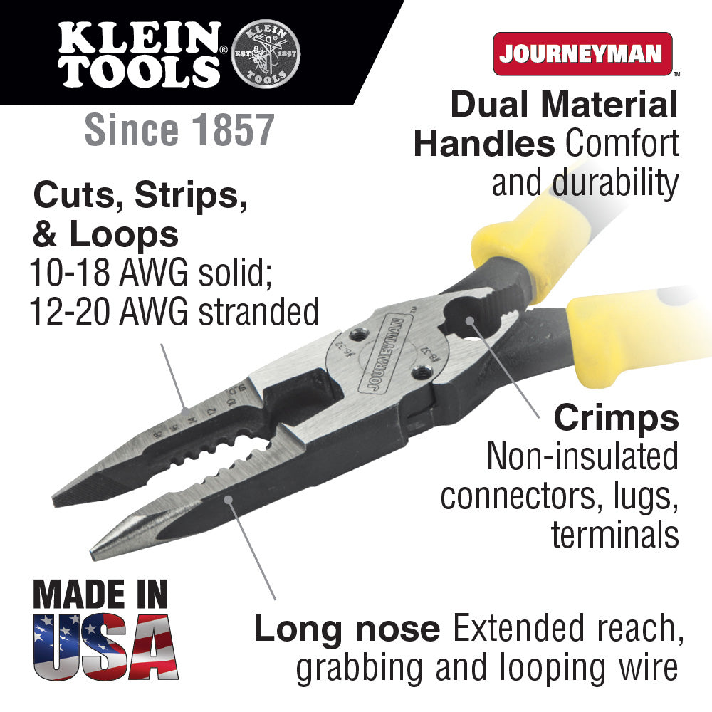 Klein Tools Pliers, All-Purpose Needle Nose Pliers with Crimper, 8.5-Inch
