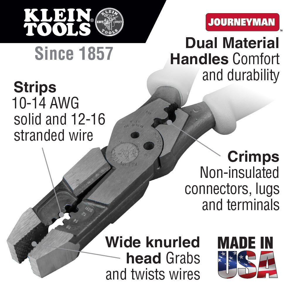 Klein Tools Hybrid Pliers with Crimper and Wire Stripper
