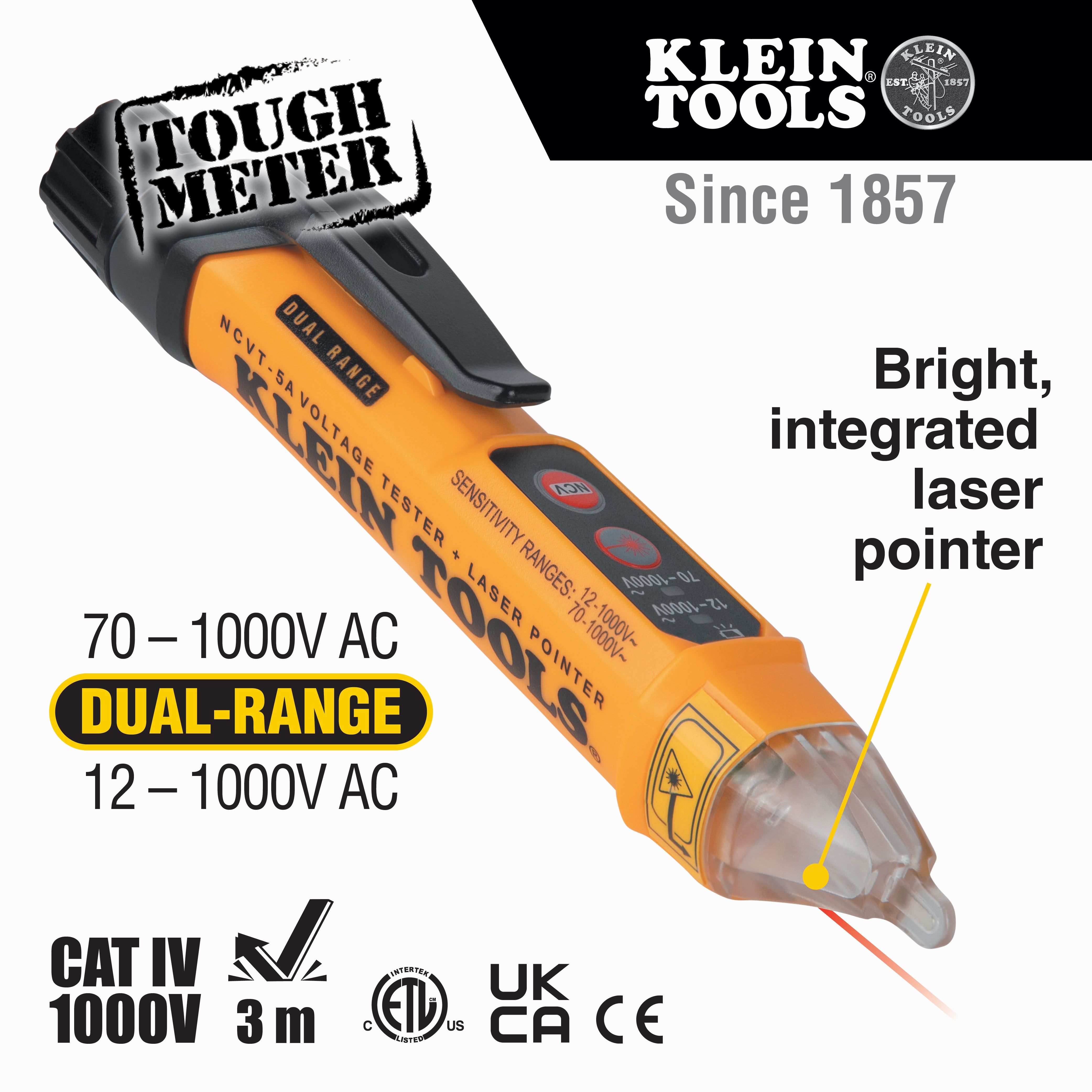 Klein Tools Non-Contact Voltage Tester Pen, Dual Range, with Laser Pointer