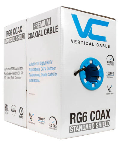 Bulk Coax RG6 Black Box 1000FT