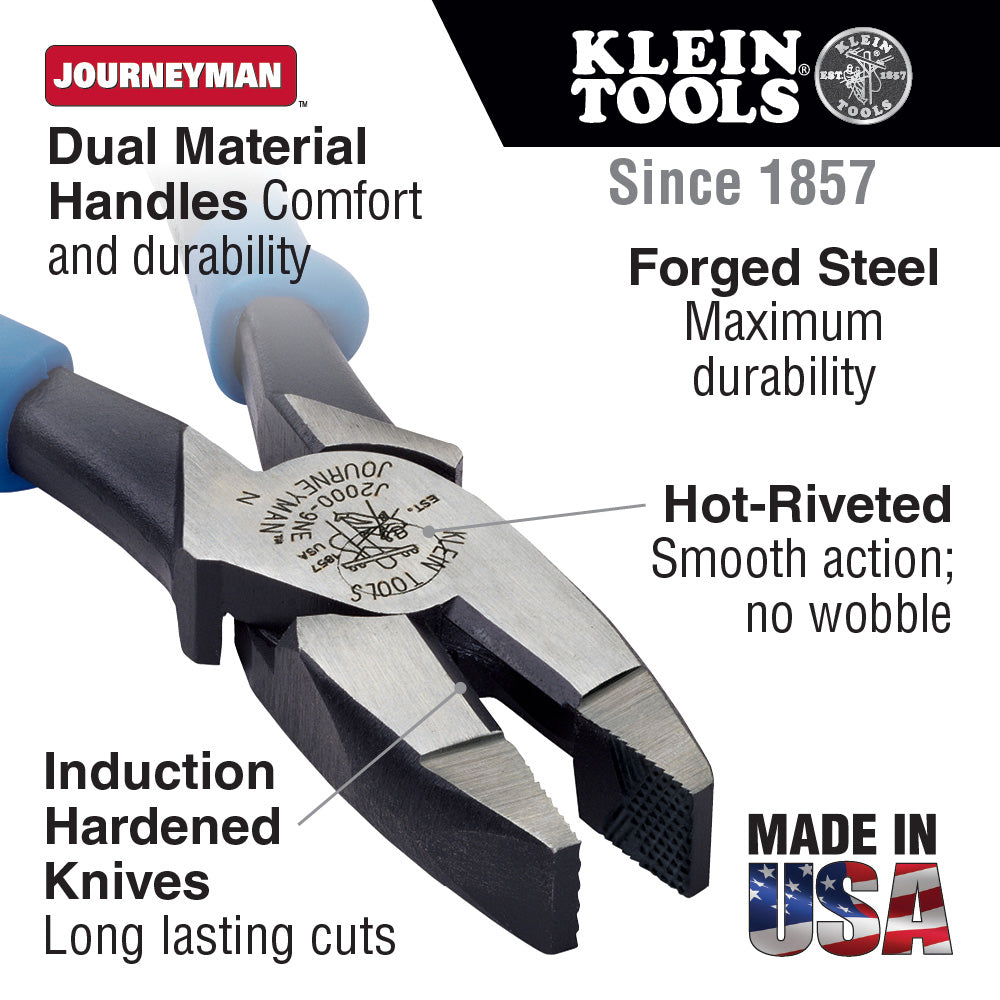 Klein Tools Lineman's Pliers, 9-Inch, Journeyman Handle