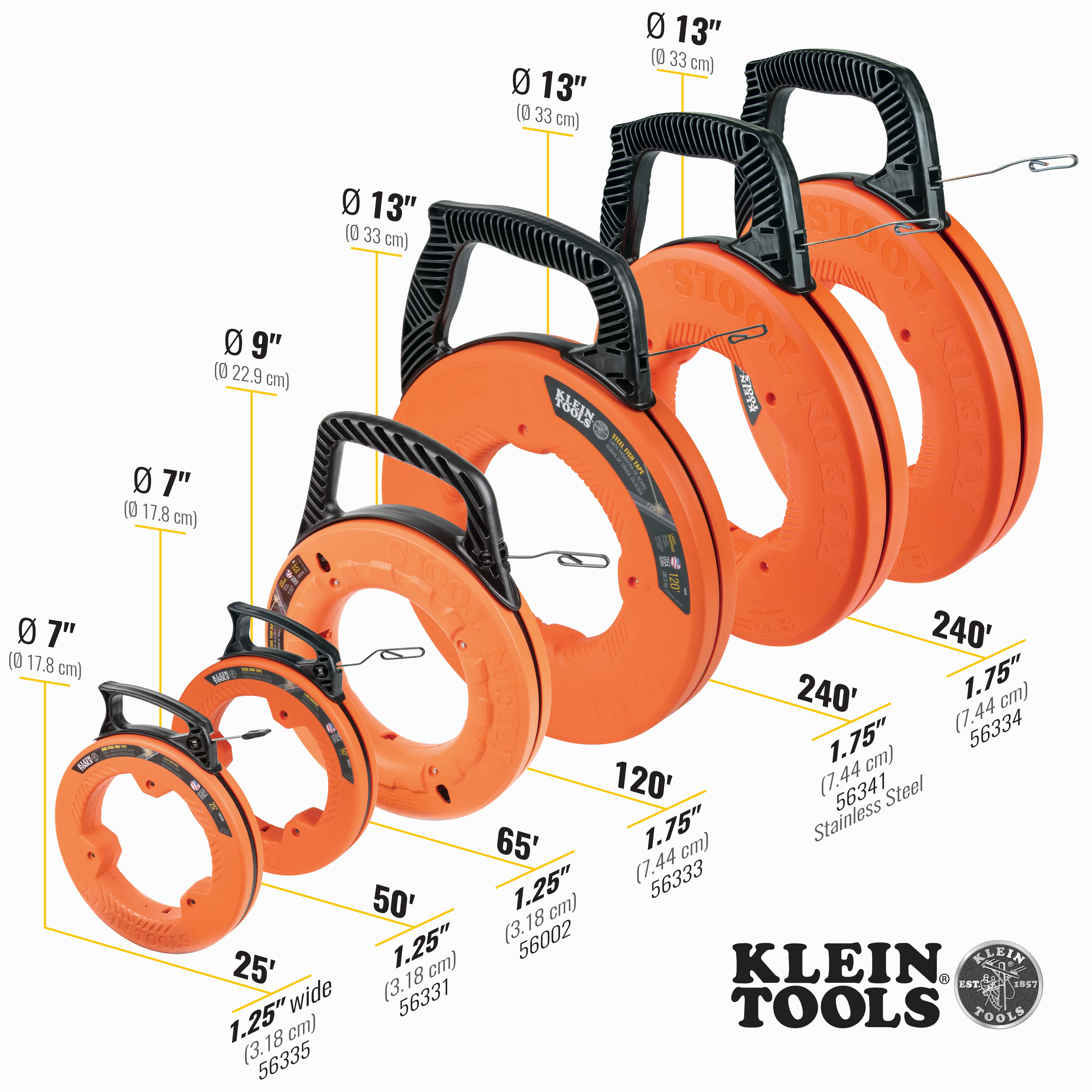 Klein Tools Steel Fish Tape, 1/8-Inch x 50-Foot