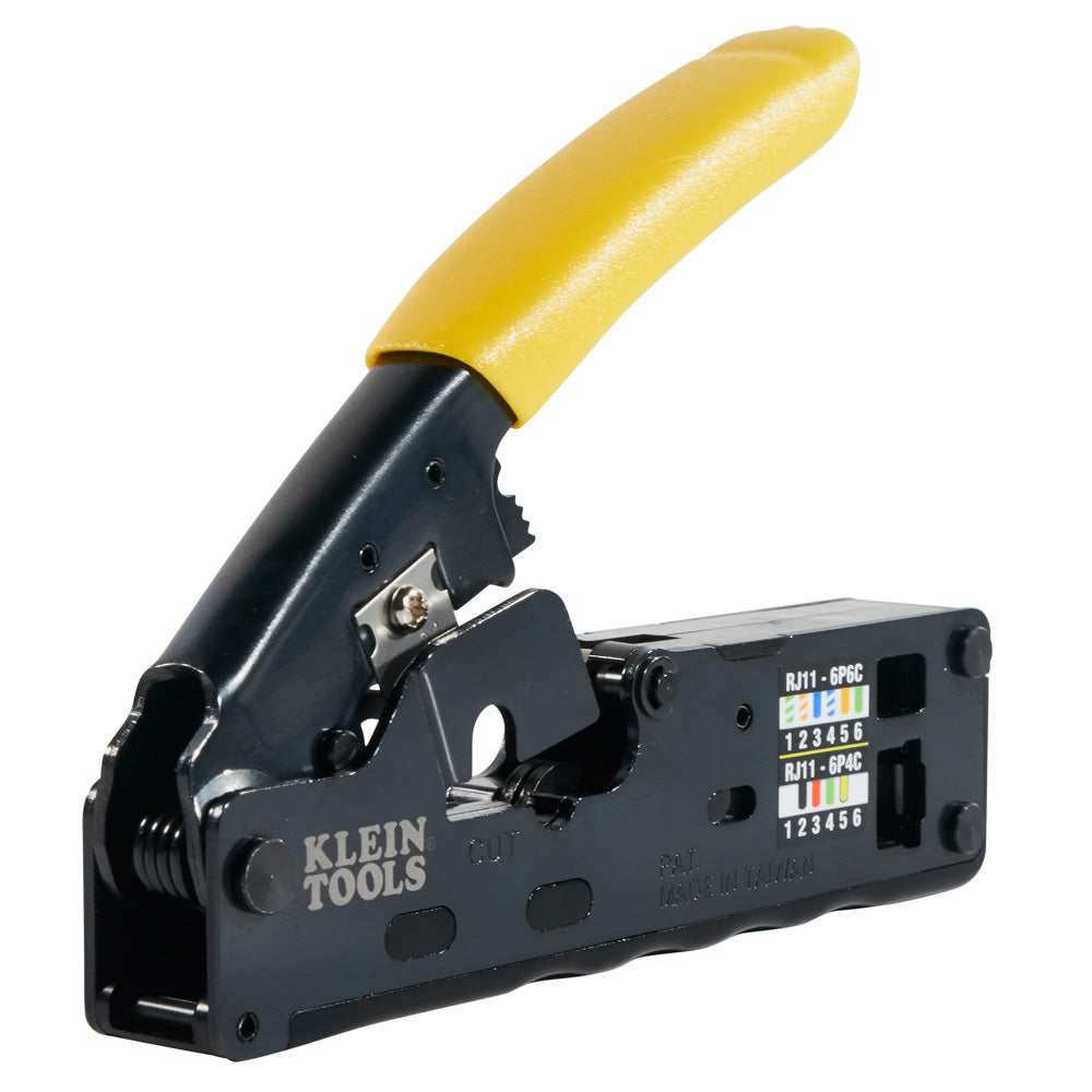 Klein Tools Ratcheting Data Cable Crimper / Stripper / Cutter, Compact