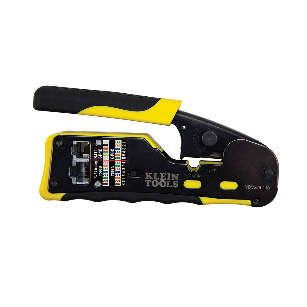 Ratcheting Cable Crimper / Stripper / Cutter, for Pass-Thru - Klein Tools