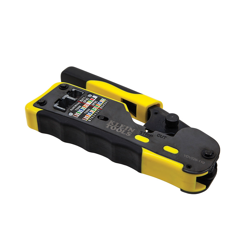 Klein Tools Ratcheting Cable Crimper / Stripper / Cutter, for Pass-Thru