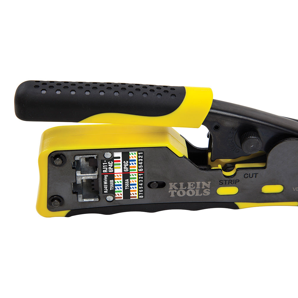 Klein Tools Ratcheting Cable Crimper / Stripper / Cutter, for Pass-Thru