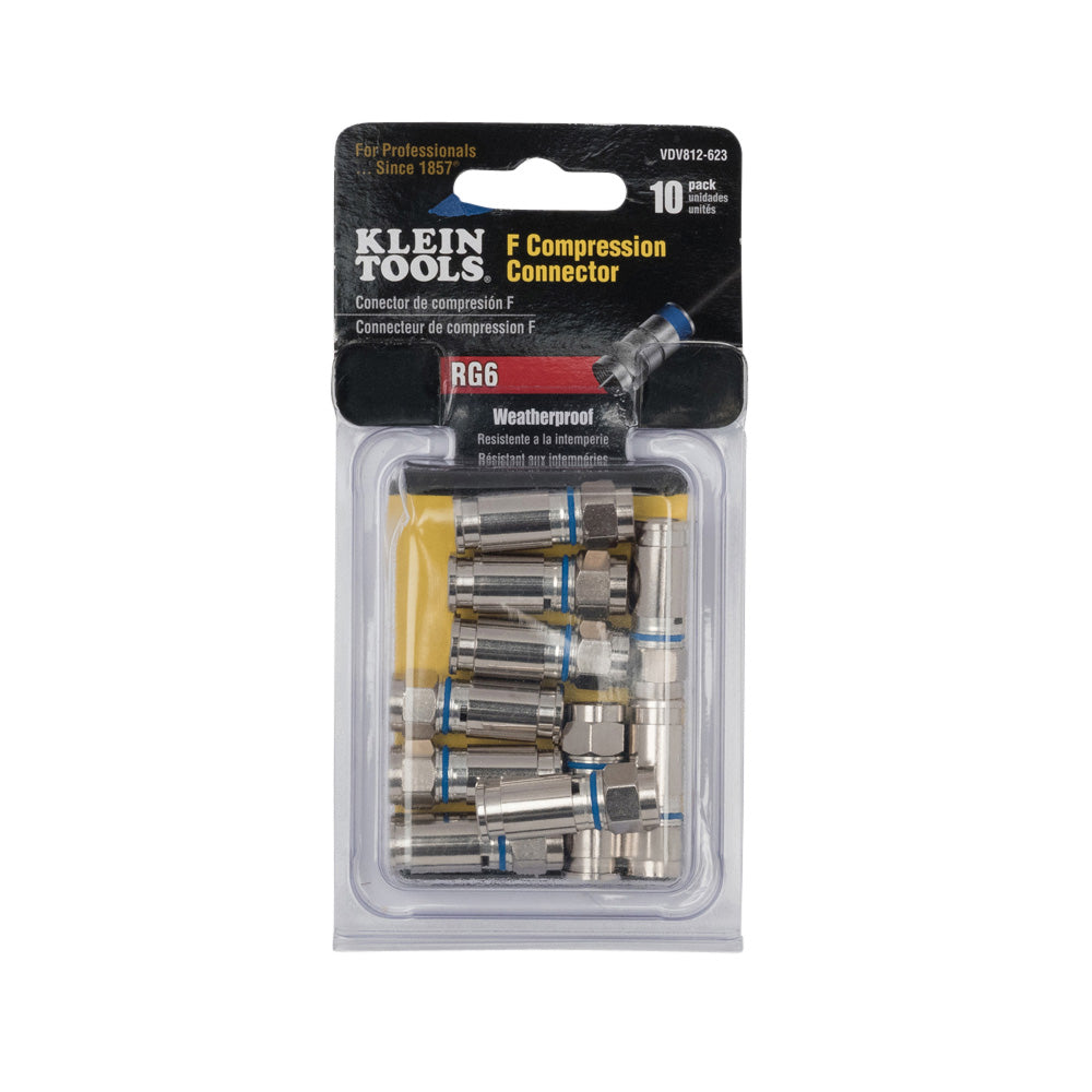 Klein Tools Weatherproof F-Compression Connectors RG6 10-Pack