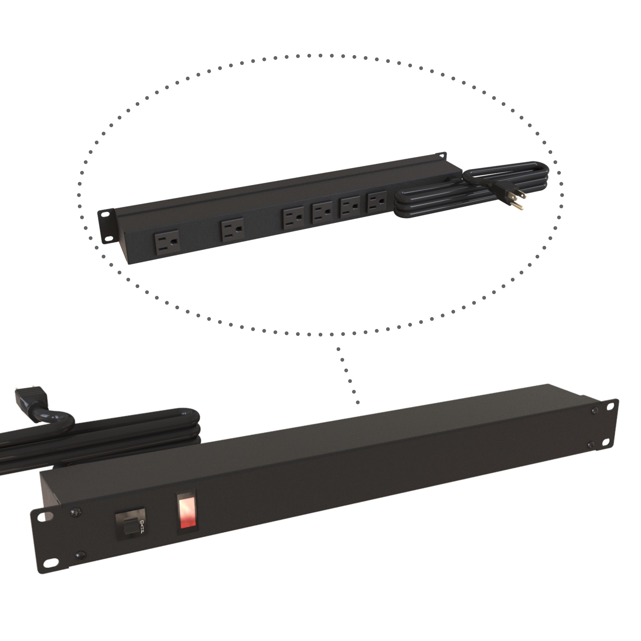Hammond 19" RACK MOUNT, 6 REC ON REAR