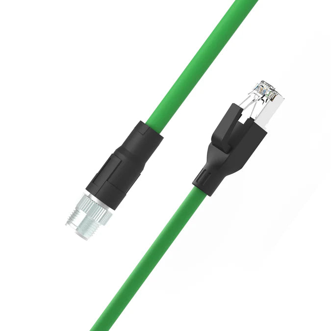 M12 X-Coded Male Straight to RJ45 Male Straight | PUR Jacket