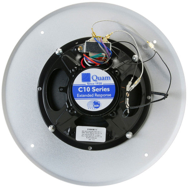 Quam Speakers C10X/BU/WS/VC, 8C10PAX Loudspeaker TBLU-5W 25/70V Transformer with Volume Control BR8ws-Round Studded Baffle White