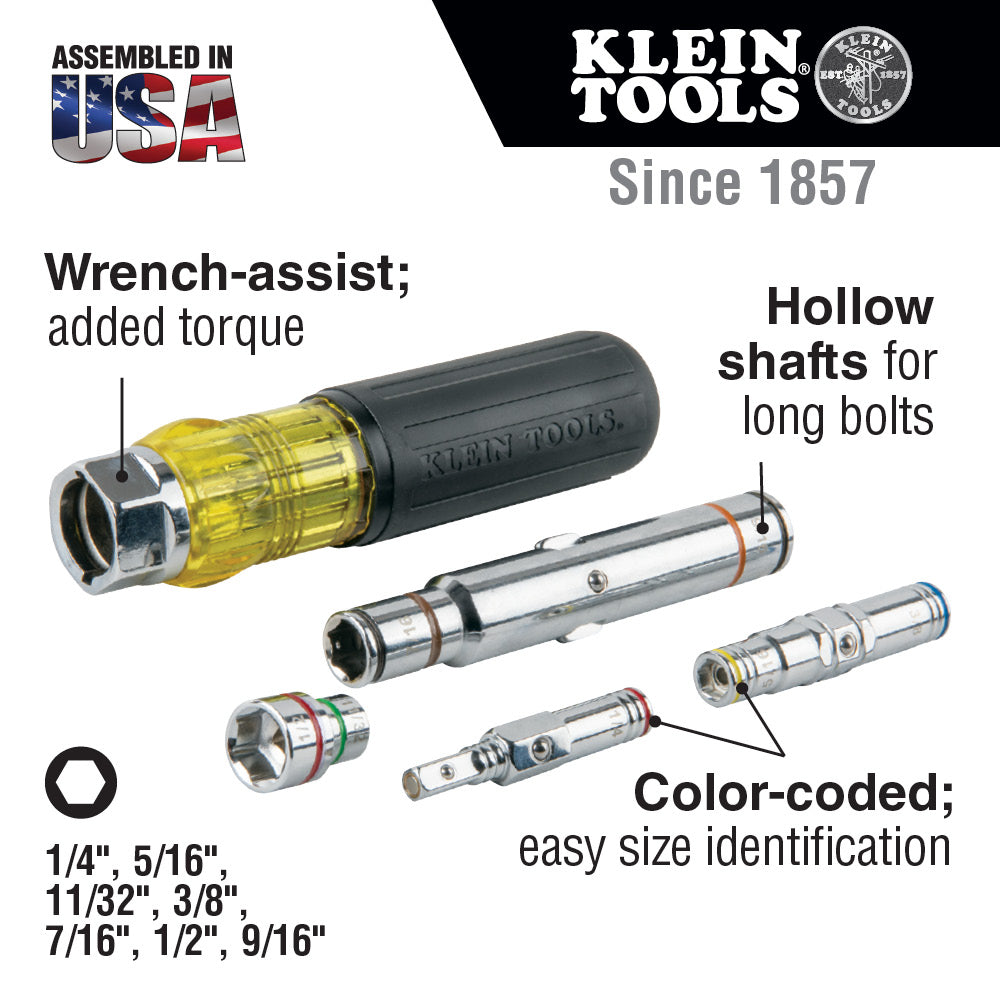 Klein Tools 7-in-1 Multi-Bit Screwdriver / Nut Driver, Magnetic
