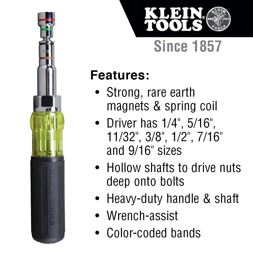 Klein Tools 7-in-1 Multi-Bit Screwdriver / Nut Driver, Magnetic