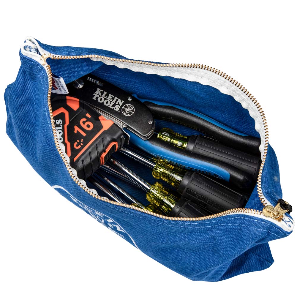 Klein Tools Zipper Bags, Canvas Tool Pouches Olive/Orange/Blue/Yellow, 4-Pack