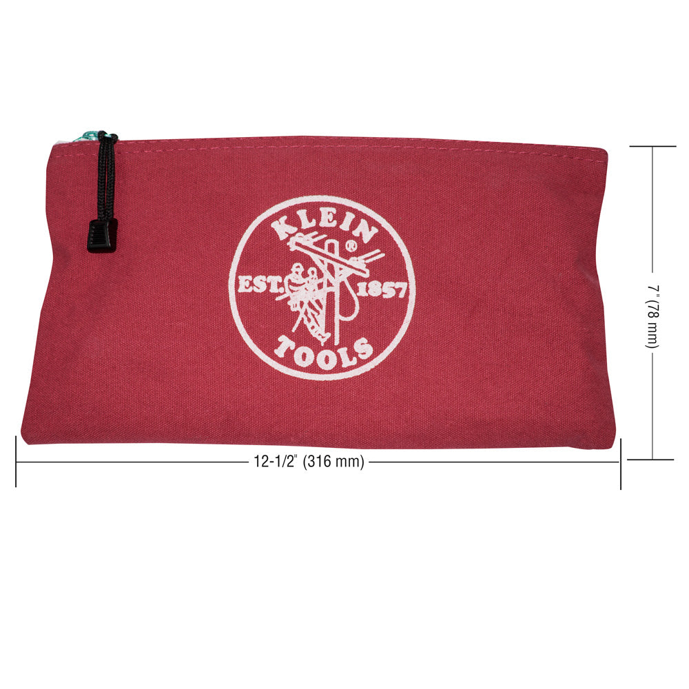Klein Tools Zipper Bags, Canvas Tool Pouches Brown/Black/Gray/Red, 4-Pack