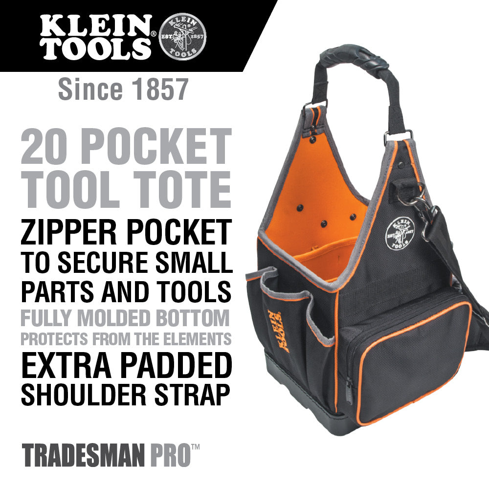 Klein Tools Tool Bag, Tradesman Pro™ Tool Tote, 20 Pockets, 8-Inch