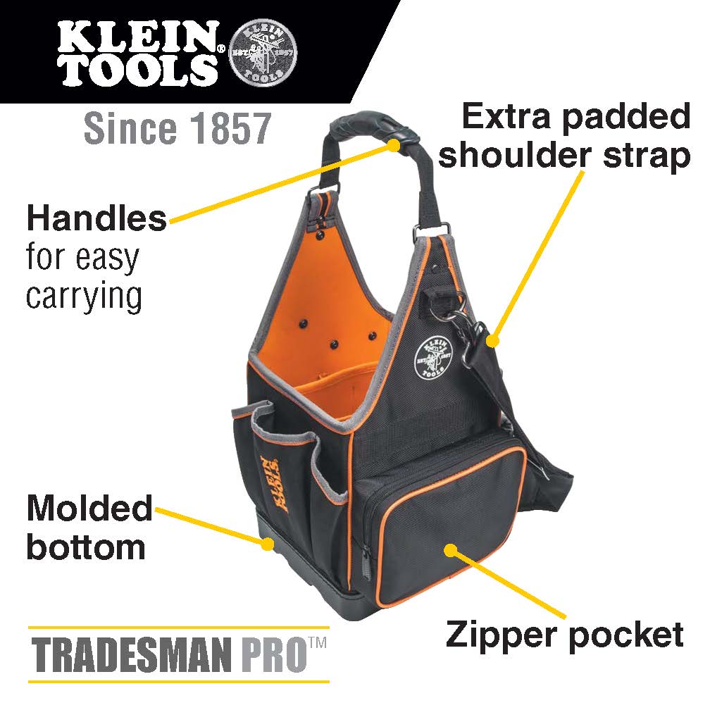 Klein Tools Tool Bag, Tradesman Pro™ Tool Tote, 20 Pockets, 8-Inch