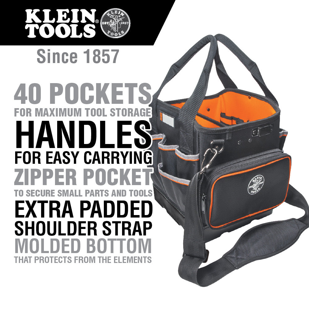 Klein Tools Tool Bag, Tradesman Pro™ Tool Tote, 40 Pockets, 10-Inch