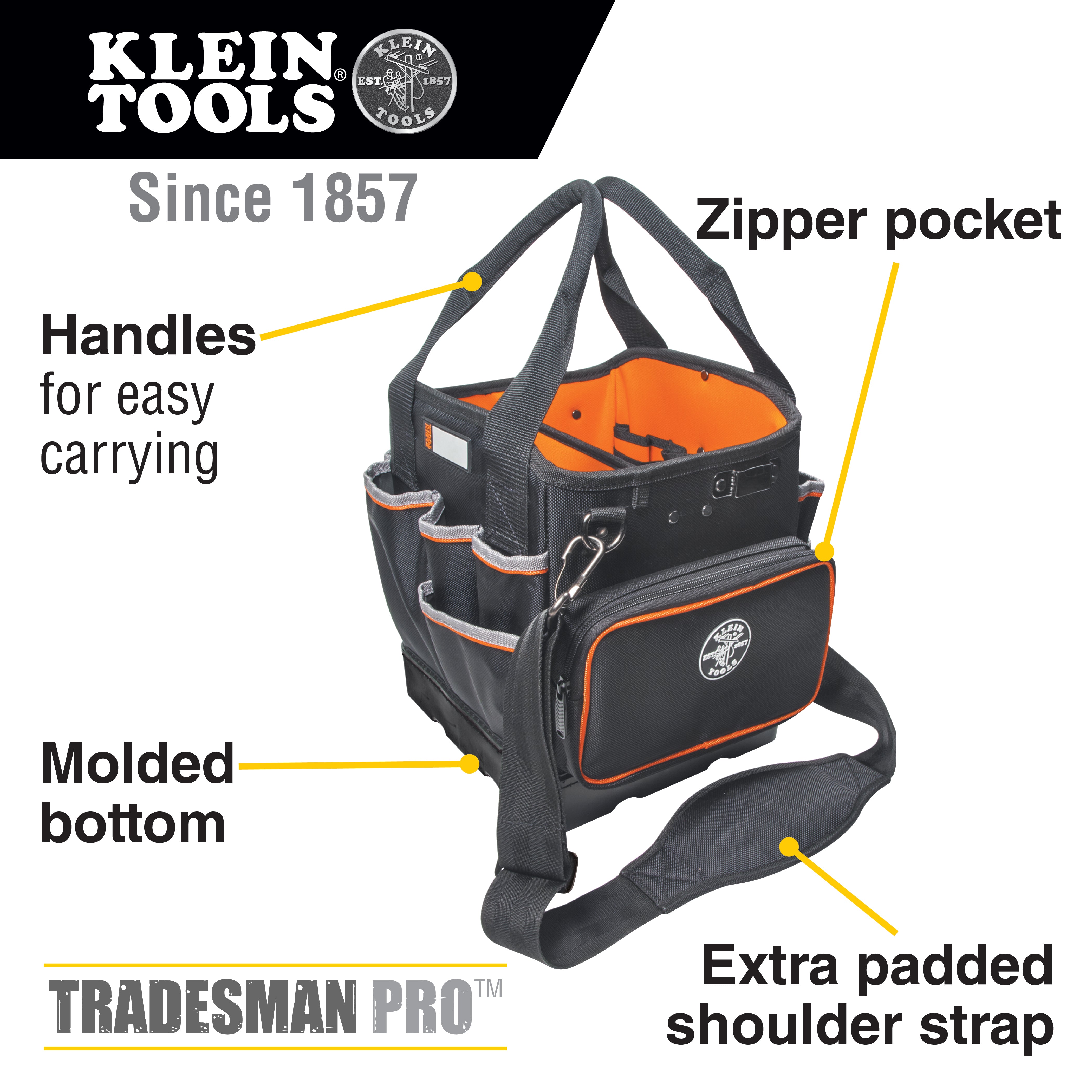 Klein Tools Tool Bag, Tradesman Pro™ Tool Tote, 40 Pockets, 10-Inch