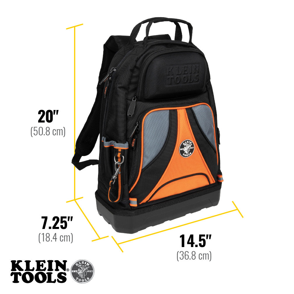 Klein Tools Tradesman Pro™ Tool Bag Backpack, 39 Pockets, Black, 14-Inch