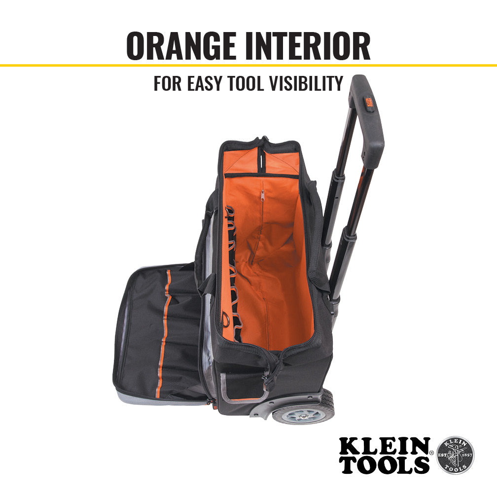Klein Tools Tool Bag, Tradesman Pro™ Rolling Tool Bag, 24 Pockets, 19-Inch